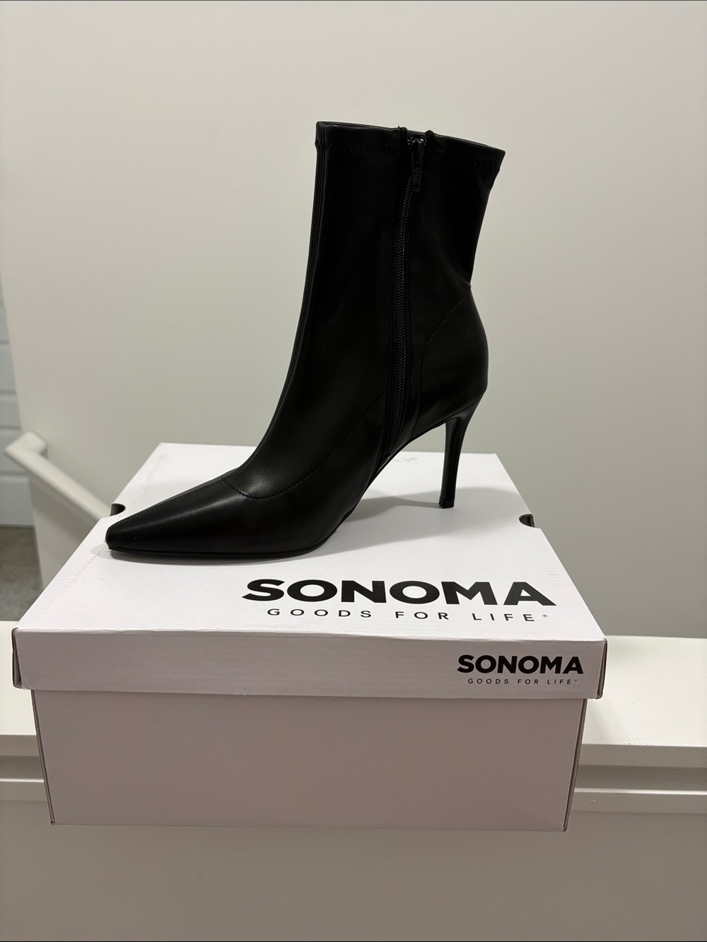 SONOMA Black Pointed Toe Stiletto Ankle Boot